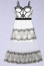 Organza Black Dots Lace Strappy Bandage Dress