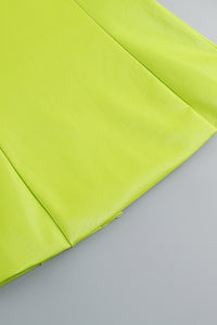 Conjunto de blazer e saia de jaqueta PU conjunto de duas peças em verde fluorescente