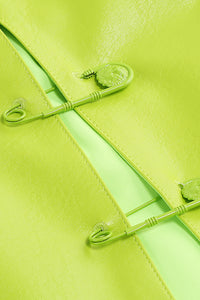 Conjunto de blazer e saia de jaqueta PU conjunto de duas peças em verde fluorescente