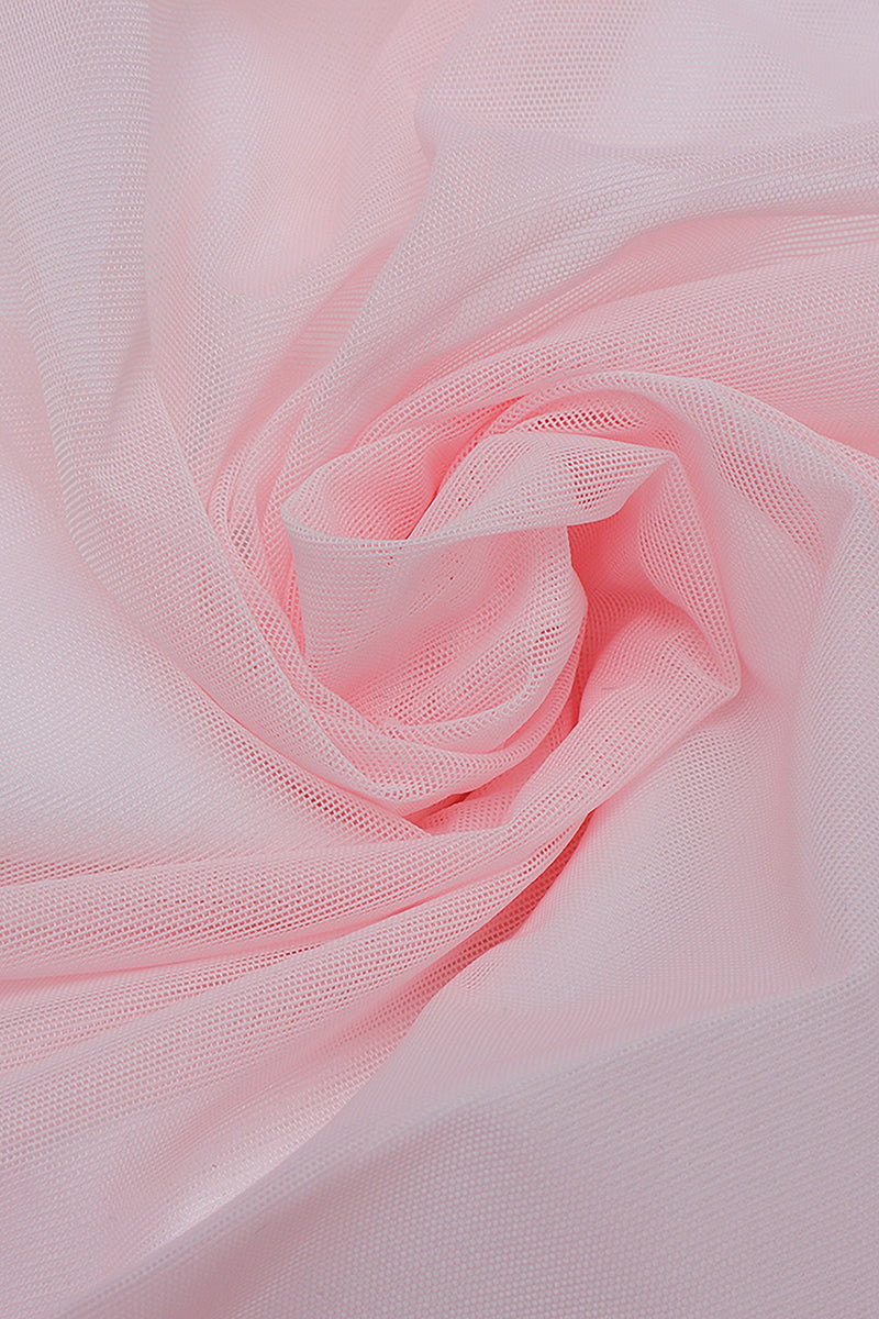 Pink Long-Sleeved Ruffled Pleated Mini Dress - IULOVER