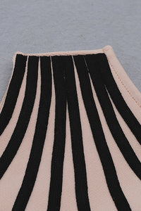 Pink One-shoulder Striped Split Bandage Dress - IULOVER