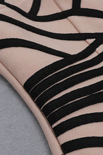 Pink One-shoulder Striped Split Bandage Dress