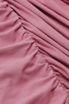 Pink One Shoulder Asymmetric Pleated Maxi Dress