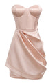 Pink Satin Strapless Sweet Princess Dress - IULOVER