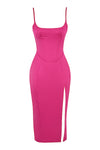 Pink Strappy Splits Midi Dress