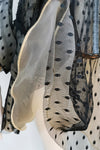Polka Dot Mesh Two-Piece Suit Waist Puff Sleeve Dress - IULOVER