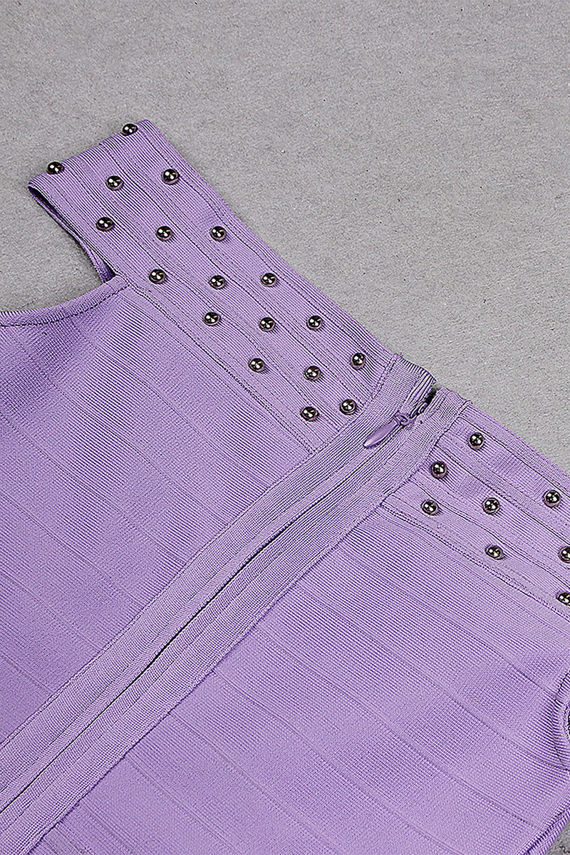 Vestido Bandage Púrpura Con Hombros Descubiertos Y Cuello En V