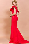 One-shoulder Space Cotton Ruffled Fishtail Gowns In Red White Black Burgundy