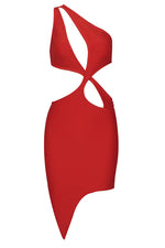 One Shoulder Sleeveless Mini Bandage Dress In Red Black White