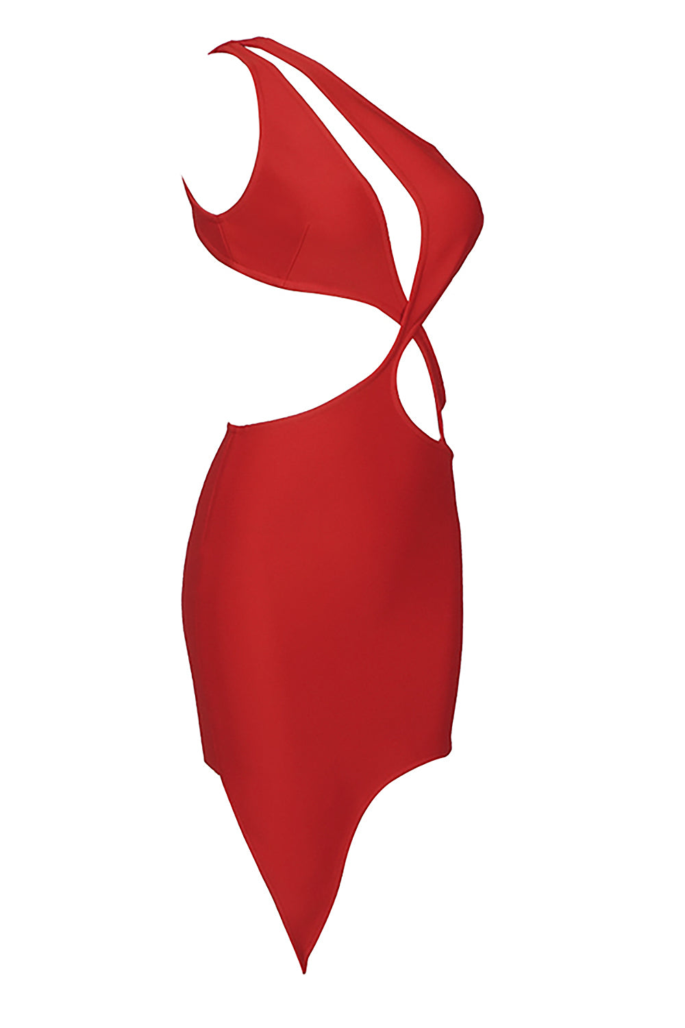 One Shoulder Sleeveless Mini Bandage Dress In Red Black White