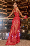 Red Hollow Out Lace Spaghetti Strap Maxi Bandage Dress - iulover