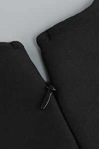 Minivestido ajustado de manga larga con ribete de diamantes de imitación en azul, negro y rojo