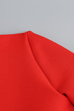 Rhinestone-Trim Long Sleeve Mini Bandage Dress In Blue Black Red
