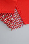 Rhinestone-Trim Long Sleeve Mini Bandage Dress In Blue Black Red