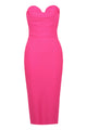 Vestido Bandage Bodycon Midi Sem Alças Em Verde Rosa Vermelho