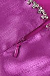 Light Pink / Rose Red V-neck Spaghetti Straps Diamond Mini Dress - IULOVER