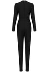 Black Long Sleeve Hollow Out Bodycon Bandage Jumpsuit