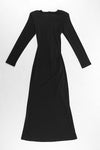 Round Neck Long Sleeve Backless Hollow Splits Maxi Dress