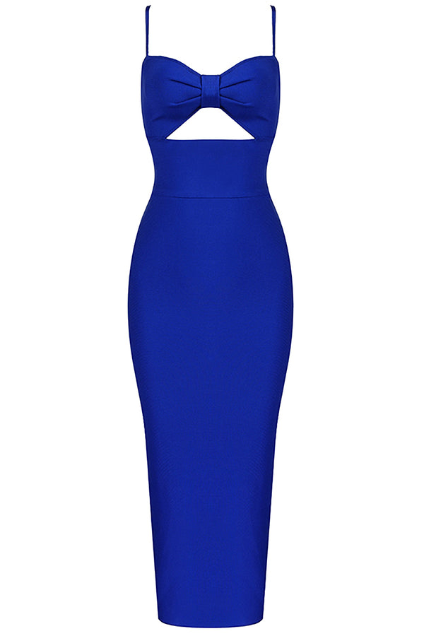 Royal Blue Black And White Red Strappy Hollow Bandage Dress - IULOVER
