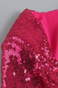Minivestido de manga larga con ribete de plumas y lentejuelas en rosa dorado rosa