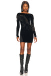 Sequins Long sleeves Feather Midi Dress In Black