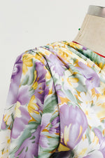 Slanted One Shoulder Floral Irregular Cut Out Maxi Dress