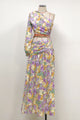 Slanted One Shoulder Floral Irregular Cut Out Maxi Dress