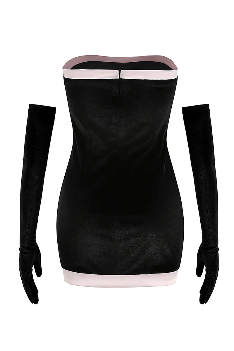 Black Sleeveless Backless Velvet Dress