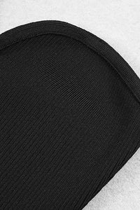 Vestido Bandage Bustier Sin Mangas en Ocre Negro Blanco