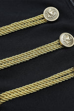 Black Buckle Button Embellished Bandage Jacket - iulover