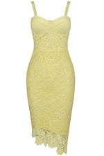 Spaghetti Strap Sleeveless Lace Stitching Irregular Bandage Dress - IULOVER