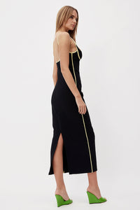 Spaghetti Straps Sleeveless Maxi Bandage Dress In Black Beige