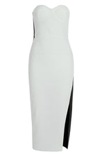 Strapless Black White Patchwork Split Bandage Dress
