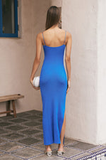 Strappy Blue V-neck Hollow Maxi Bandage Dress
