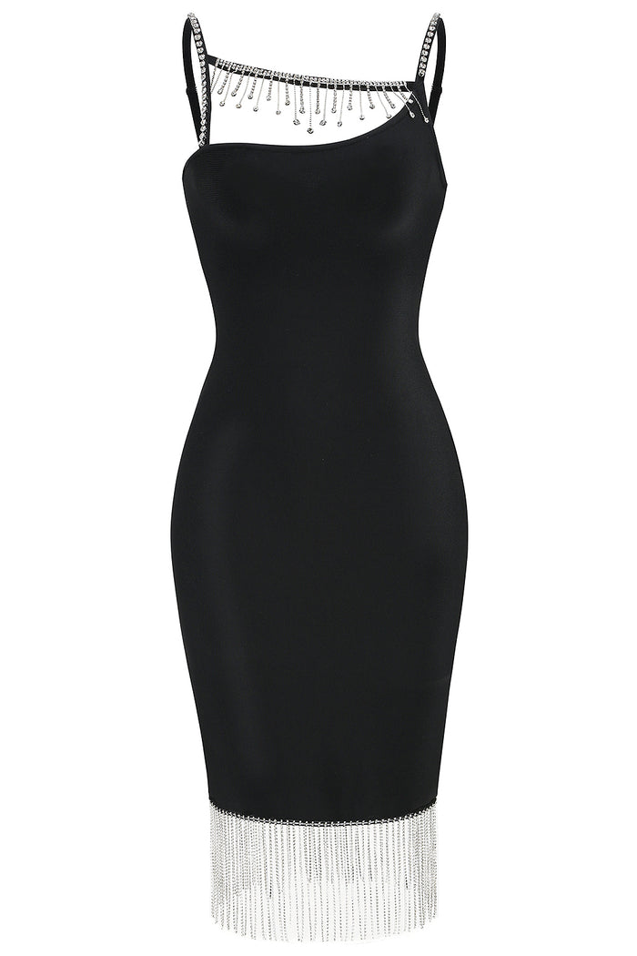 Strappy Crystal-Trim Mini Bandage Dress In Black