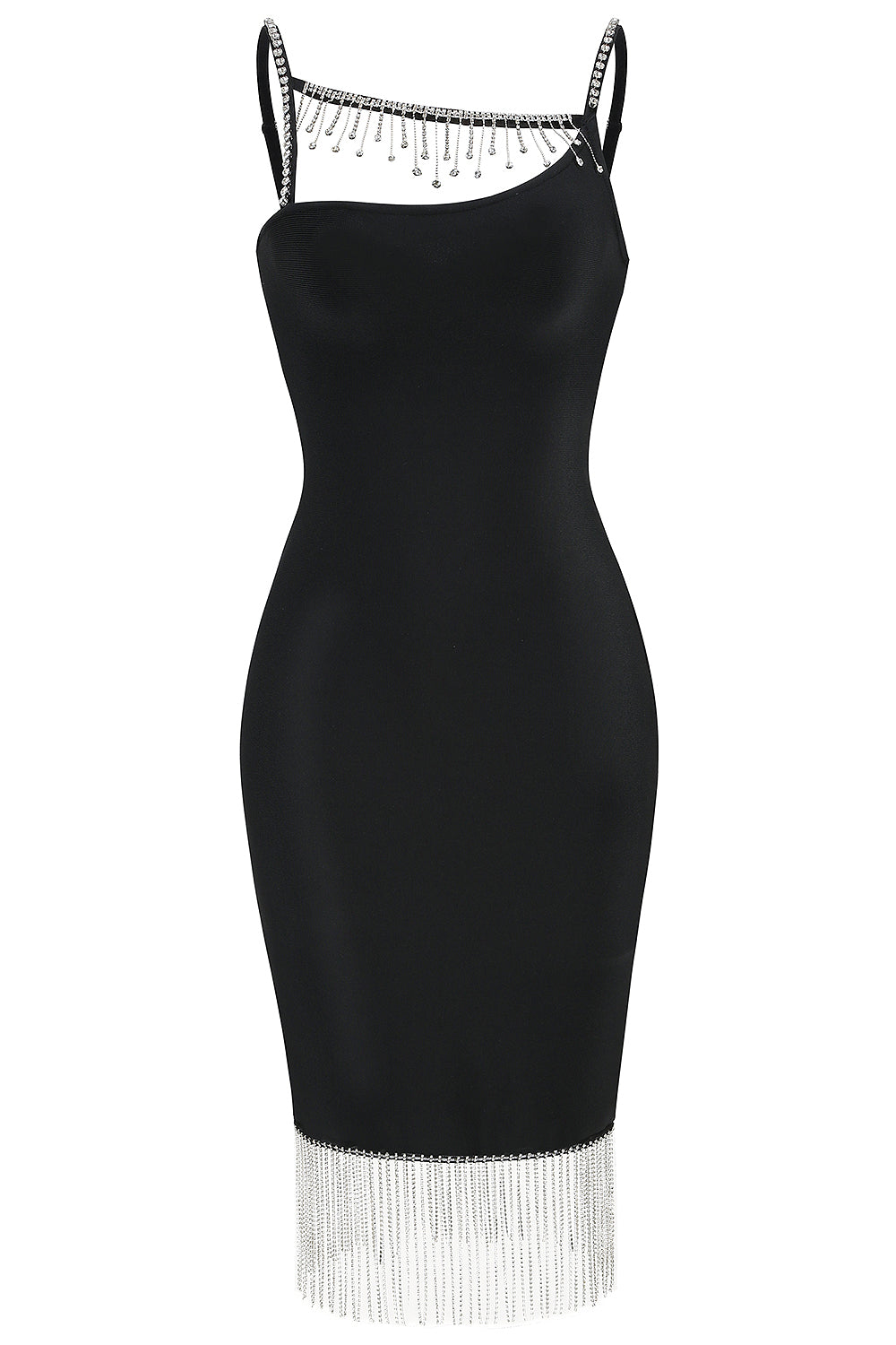 Black Strappy Crystal Split Mini Bandage Dress – Chicida