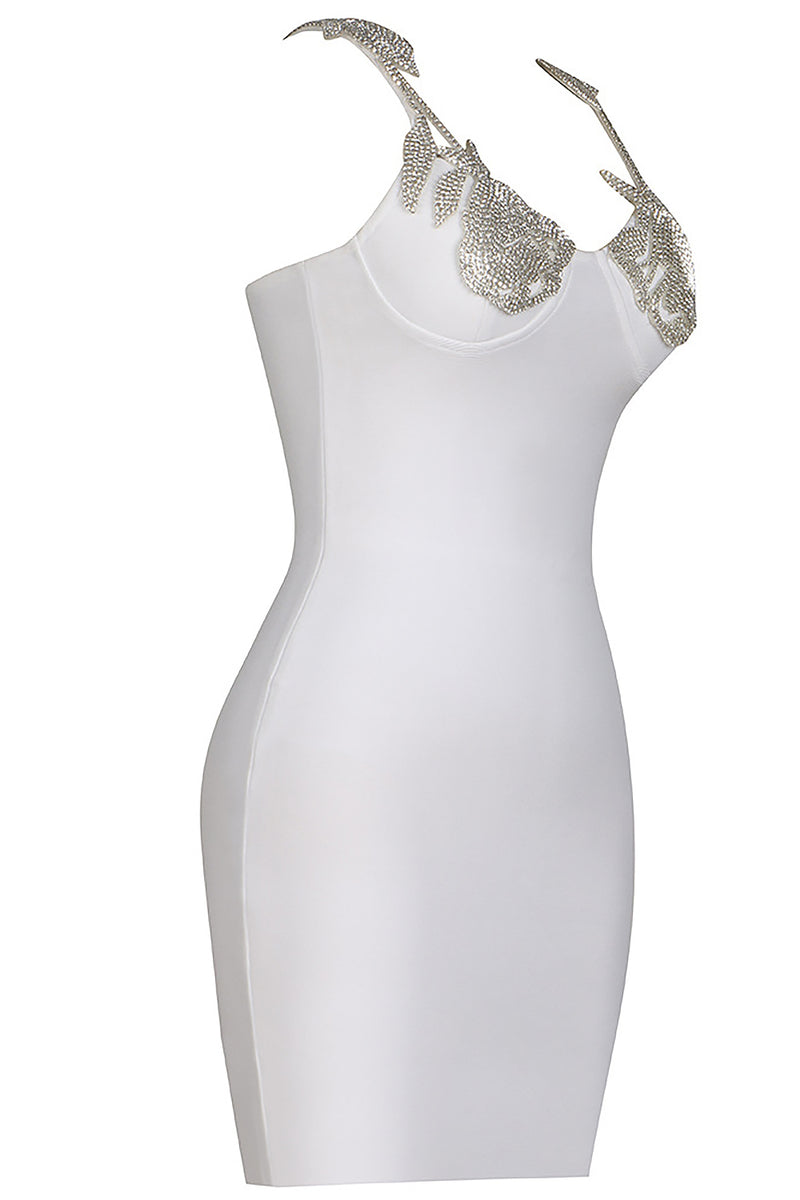 Strappy Crystal Embellished Bandage Mini Dress