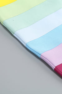 Vestido mini bandagem arco-íris com tiras