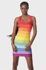 Strappy Rainbow Mini Bandage Dress