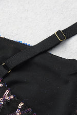 Strappy Sequin Feather Bandage Mini Dress - IULOVER