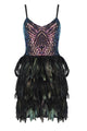 Strappy Sequin Feather Bandage Mini Dress - IULOVER