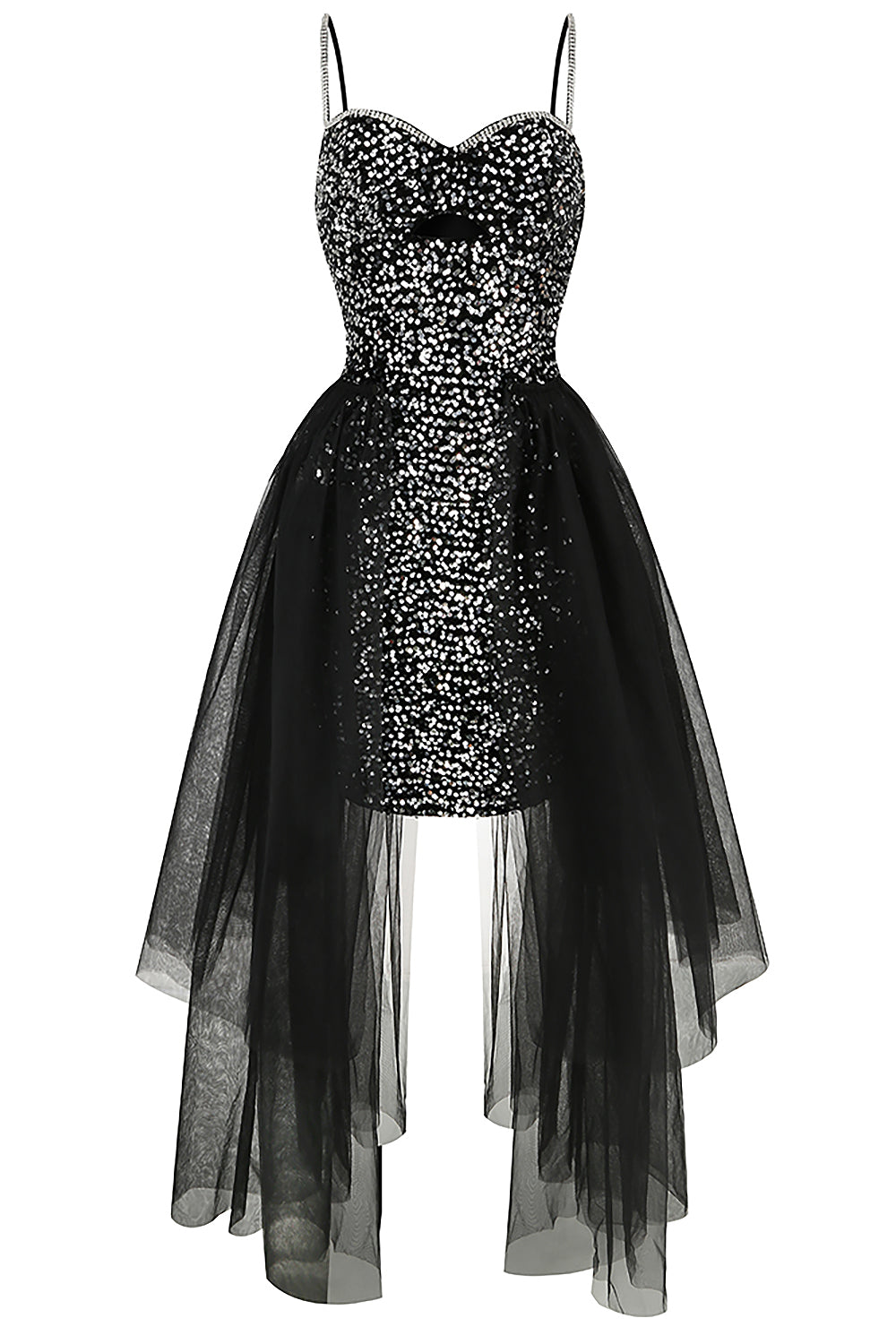 Strappy Sequin Mini Dress In Black IULOVER Strappy Sequin Mini Dress In Black IULOVER
