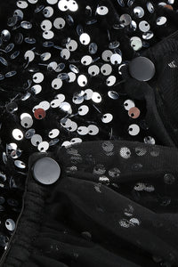 Minivestido de lentejuelas con tiras en negro