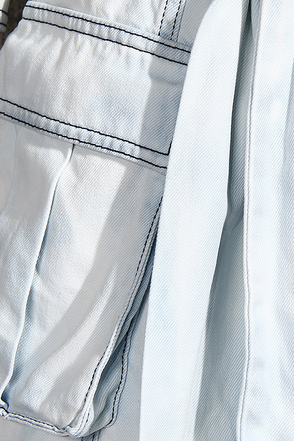Conjunto de dos piezas Traje de mezclilla lavada Conjunto de camisa larga y falda con cordones de cintura alta
