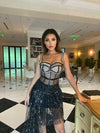 Strapless Luxury Sequin Beaded Mini Dress Two Piece