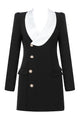 Long Sleeve Lapel Single Breasted Black Blazer Coat - IULOVER