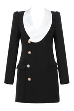 Long Sleeve Lapel Single Breasted Black Blazer Coat - IULOVER