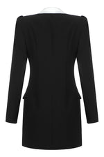 Long Sleeve Lapel Single Breasted Black Blazer Coat - IULOVER