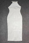 White Backless Sequins Beading Bandage Dress - IULOVER