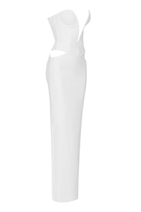Strapless Short Top High Waist Long Skirt Two Piece Bandage Set In Black White